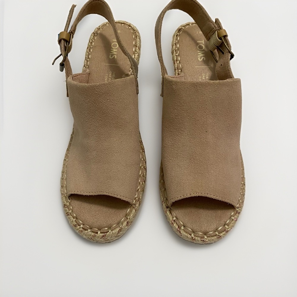 TOMS Monica Suede Slingback Espadrille Wedges Pale Pink Size W7